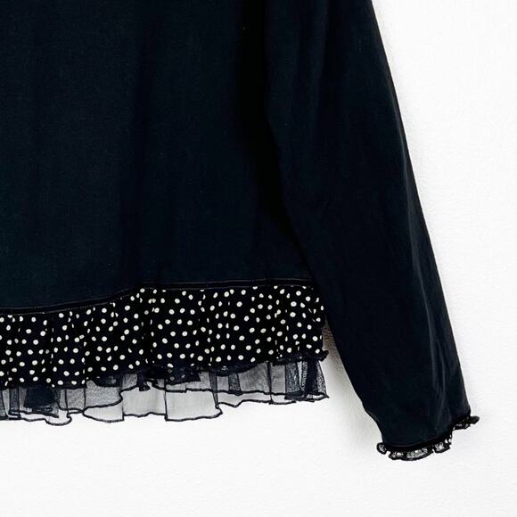 Vintage Top Blouse Floral Embroidered Lace Polka Dot Embellished Cotton Small - Picture 8 of 9